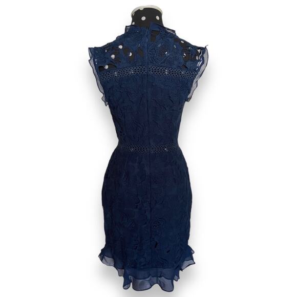 Cooper St. Womens Dress Size 4 Navy Blue Lace Sheath Deep V-Neck Sexy Short NEW - Picture 4 of 8